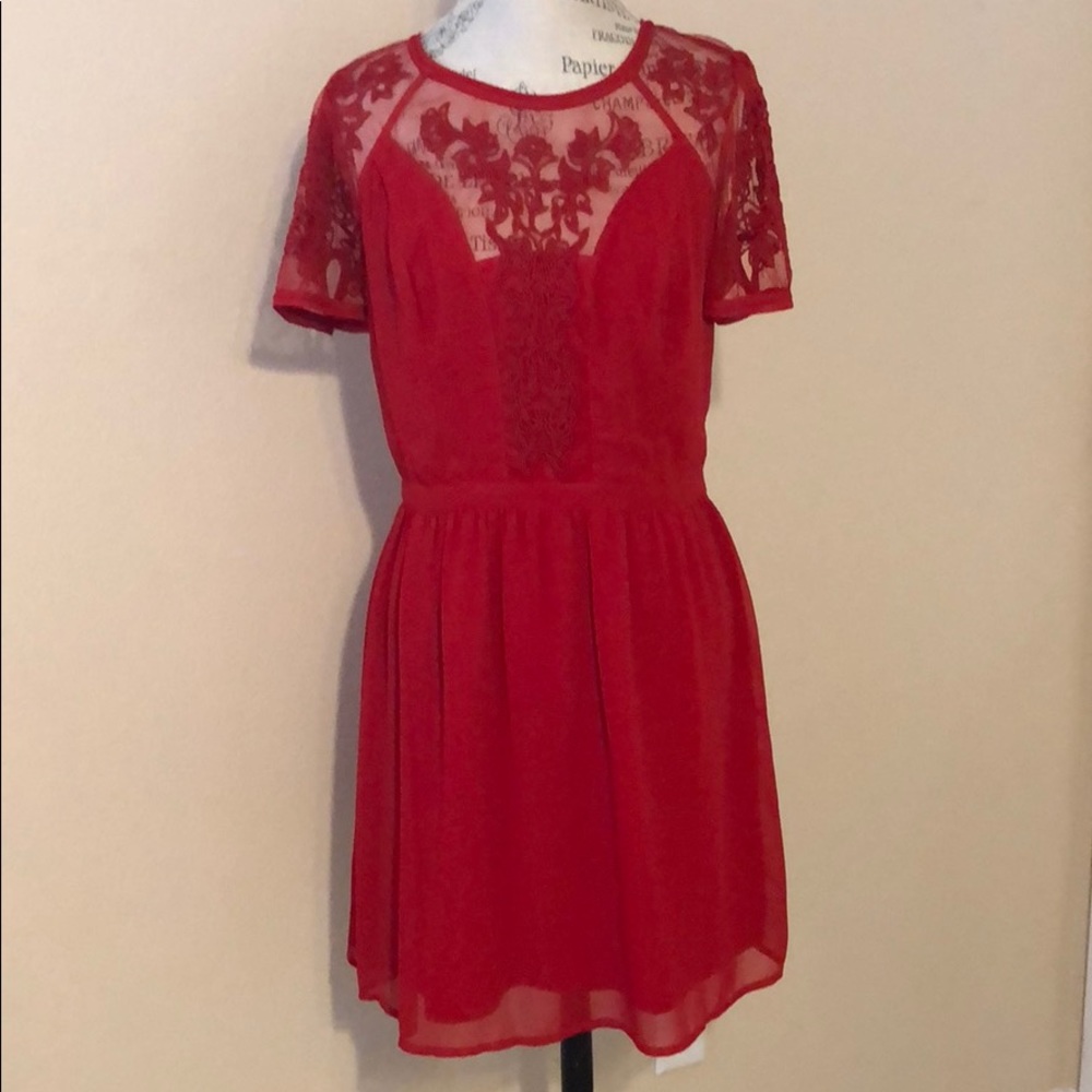 Urban Outfitters Kimchi Blue Red Lace Dress